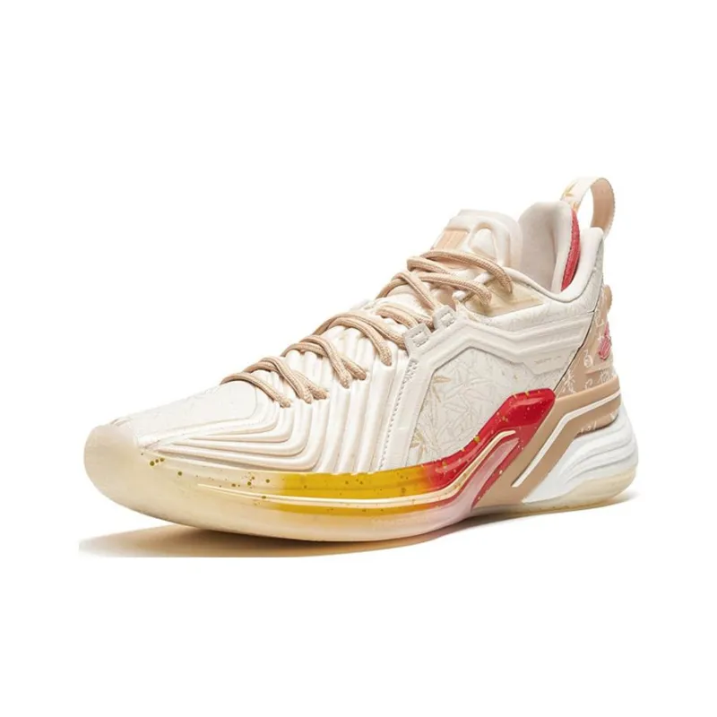 XTEP Jeremy Lin Three Generations Brushwork Anti Slip Wear Resistant Low Top Basketball Shoes Men's Beige Yellow Brown-1