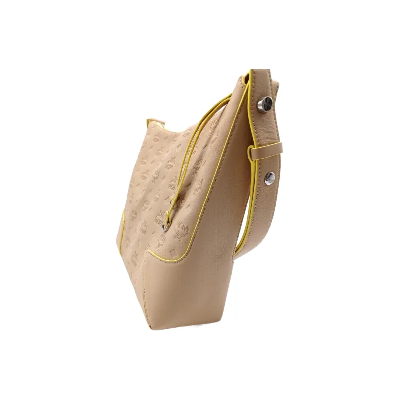 MCM Klara Leather Hobo Shoulder Bag Regular Women's Beige-2
