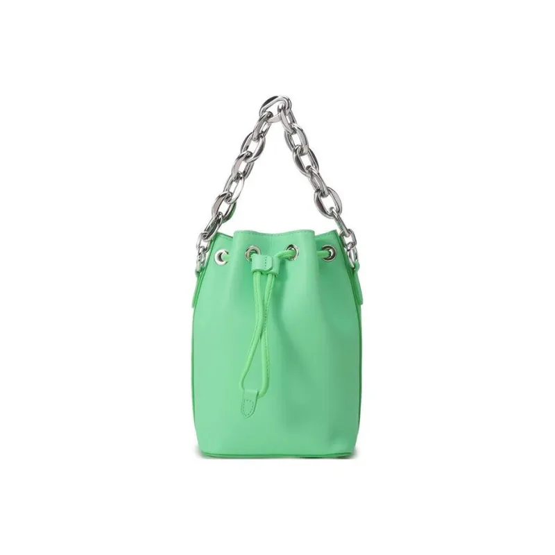 MCM Leather Bucket Bag, Crossbody Handbag Mini Women's Green-3