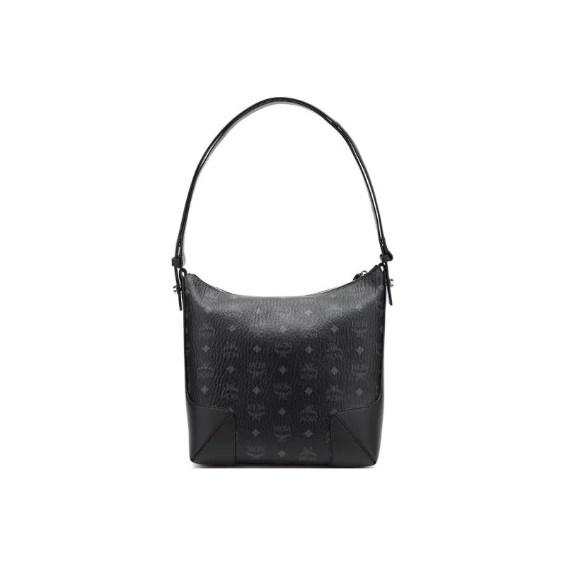 MCM Leather HOBO Shoulder Bag Regular Women's Black-0