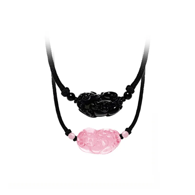 Qing Yi Obsidian Necklaces Unisex-9