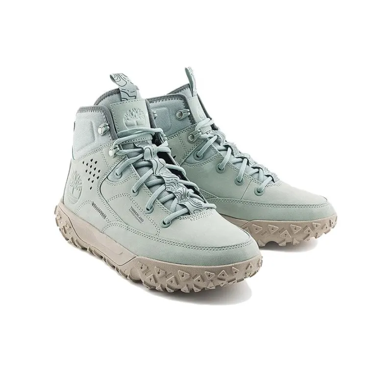Timberland Anti Slip Wear Resistant High Top Trekking Shoes Men's Light Gray-3