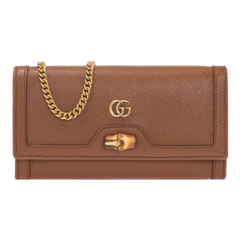 GUCCI Diana Leather Shoulder Bag Crossbody Bag Wallet Regular Women's Brown