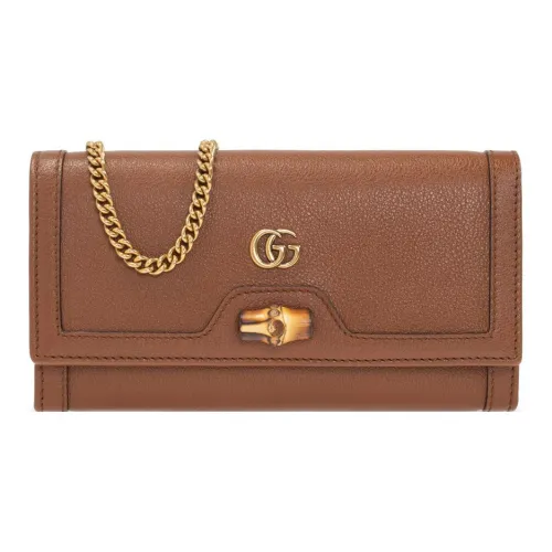 GUCCI Diana Leather Shoulder Bag Crossbody Bag Wallet Regular Women's Brown