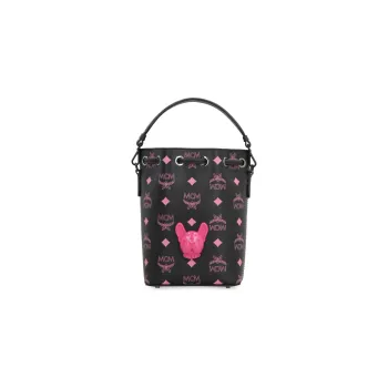 MCM Visetos Leather Bucket Bags Crossbody Bags Handbags Mini Women's Rose Red