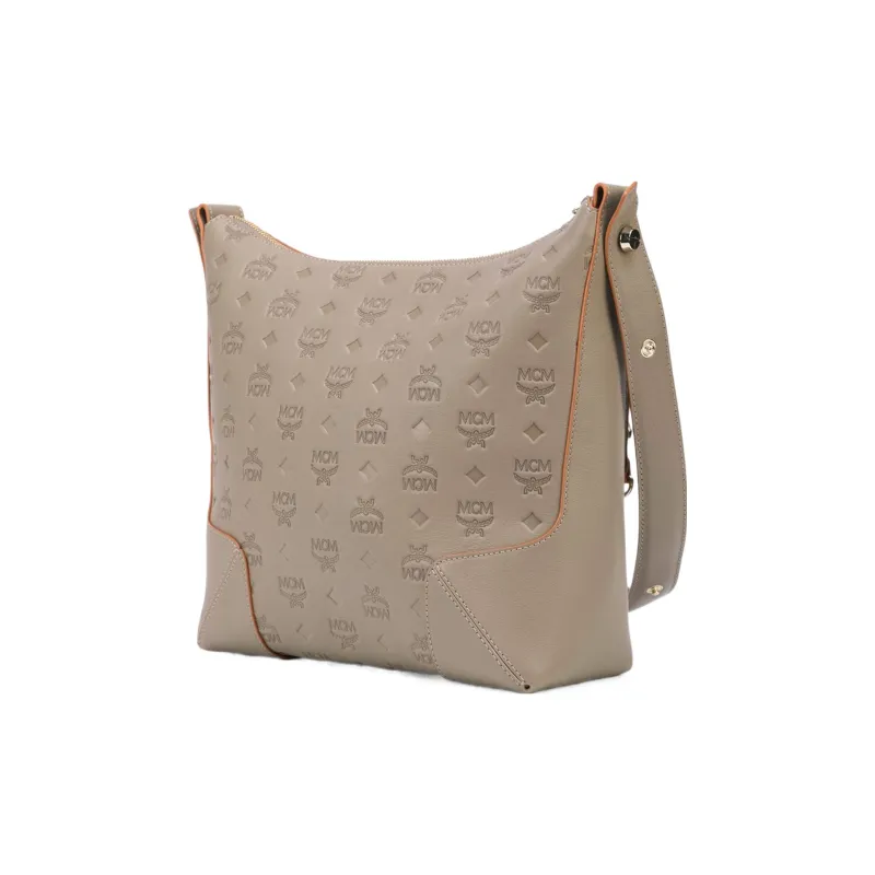 MCM Klara Leather Backpack Shoulder Bag Medium Size Women's Gray-1