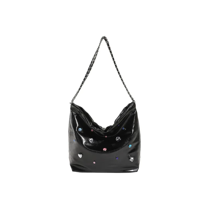 NOMK Leather Chain Bag Tote Bag Shopping Bag Bucket Bag Shoulder Bag Handbag Crossbody Bag Shoulder Bag Women's Silver-9