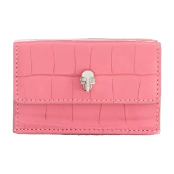 Alexander McQueen Calfskin Card Clip Card Holder Wallets Women's Light Pink
