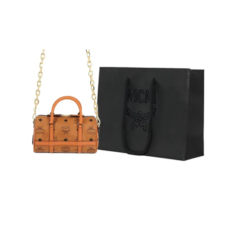 MCM Delmy Boston Bag Mini Visetos Cognac-6