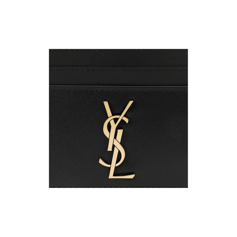 SAINT LAURENT Smooth Finish Cow Leather Card Clip Card Holder Regular Men's Black-5