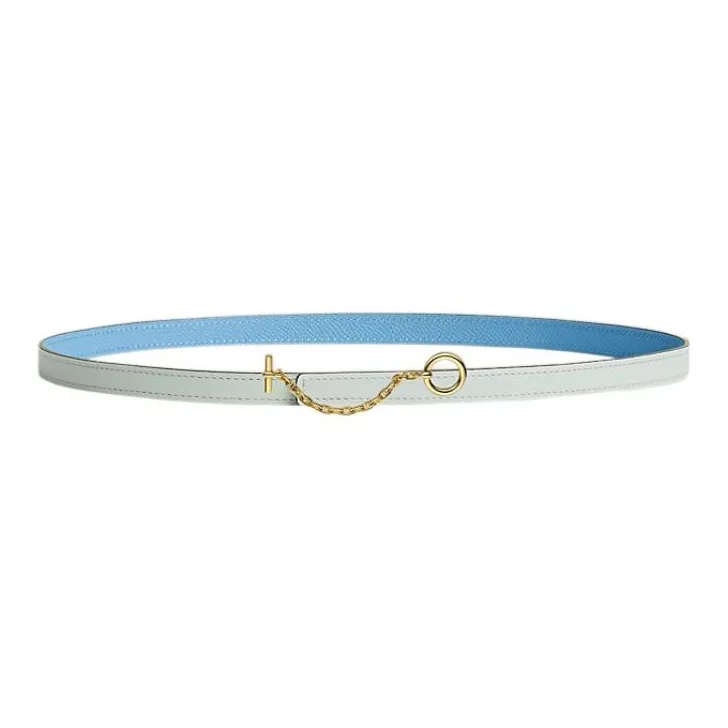 HERMES Carrousel Leather Belts Women's Blue-0