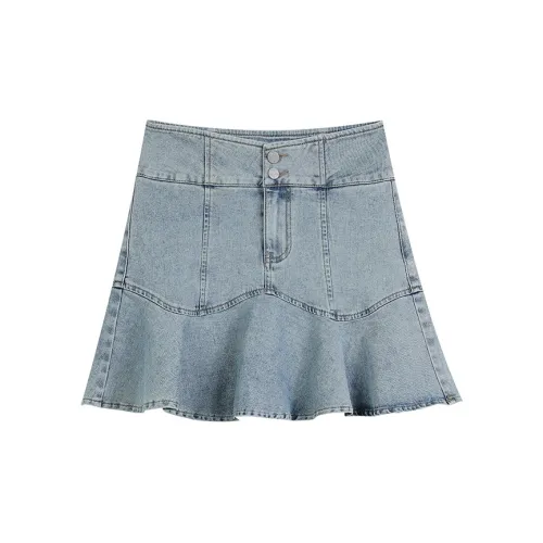 ELF SACK Denim Short Skirts Women's Fresh Blue Summer