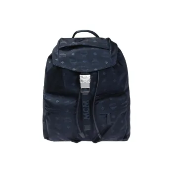 MCM Leather Backpack Unisex Blue