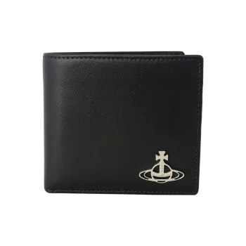 Vivienne Westwood Saffiano Leather Card Holder Wallet Men's Black