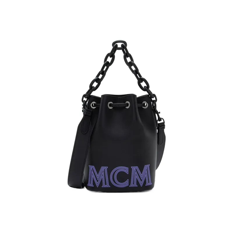 MCM Leather Bucket Bag, Shoulder Bag, Crossbody Bag, Handbag Mini Women's Black-0