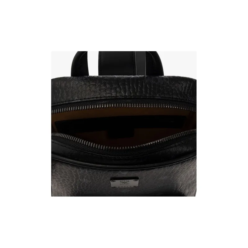 MCM Coated Canvas With Leather Sling Bag, Crossbody Bag Small Size Unisex Black-4