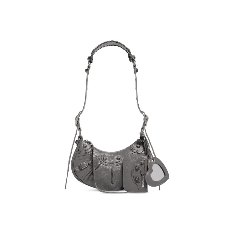 Balenciaga Le Cagole Lambskin Crossbody Bag Shoulder Bag Women's Dark Gray-0
