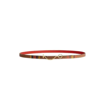 HERMES Carrousel Leather Belts Women's Brown, Orange