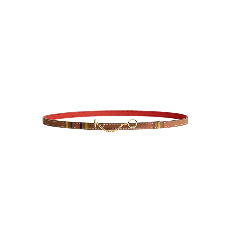 HERMES Carrousel Leather Belts Women's Brown, Orange-0