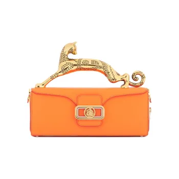 Lanvin Pencil Cow Leather Shoulder Bag Crossbody Bag Handbag Women's Bright Orange