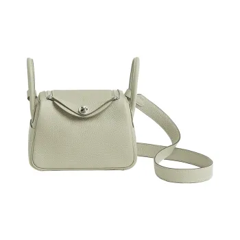 HERMES Lindy Taurillon Clemence Leather Handbag Shoulder Bag Crossbody Bag Mini Women's Ice Crystal Gray