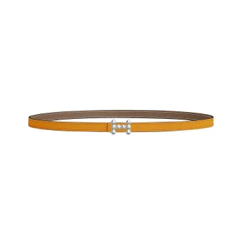 HERMES Signature Bubble Silver Smooth Buckle With Epsom Calfskin Leather Belts Women's Brown Width: 1.3cm