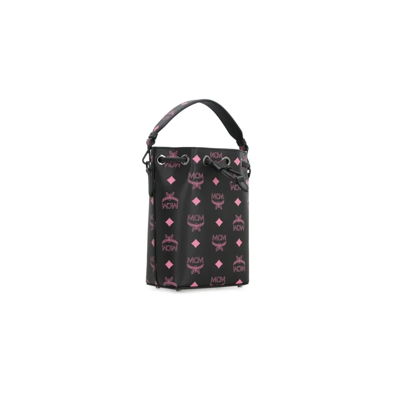 MCM Visetos Leather Bucket Bags Crossbody Bags Handbags Mini Women's Rose Red-2