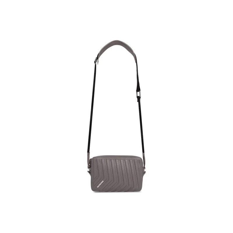Balenciaga Car Grained Calfskin Camera Bag Shoulder Bag Crossbody Bag Men's Dark Gray-4