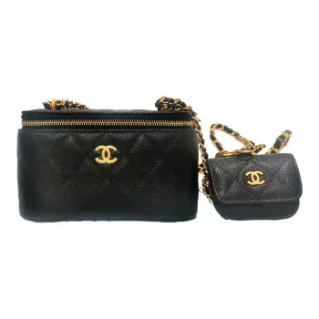 CHANEL Cow Leather Combo Bag Long Box Bag Shoulder Bag Crossbody Bag Women's Black