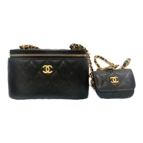 CHANEL Cow Leather Combo Bag Long Box Bag Shoulder Bag Crossbody Bag Women's Black