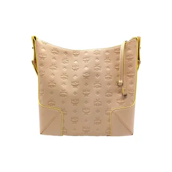 MCM Klara Leather Hobo Shoulder Bag Regular Women's Beige