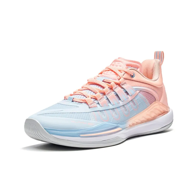 XTEP Light Feather 4th Generation   V2 Basketball Shoes Men Low Top Blue/Pink-1