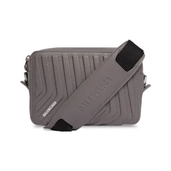 Balenciaga Car Grained Calfskin Camera Bag Shoulder Bag Crossbody Bag Men's Dark Gray