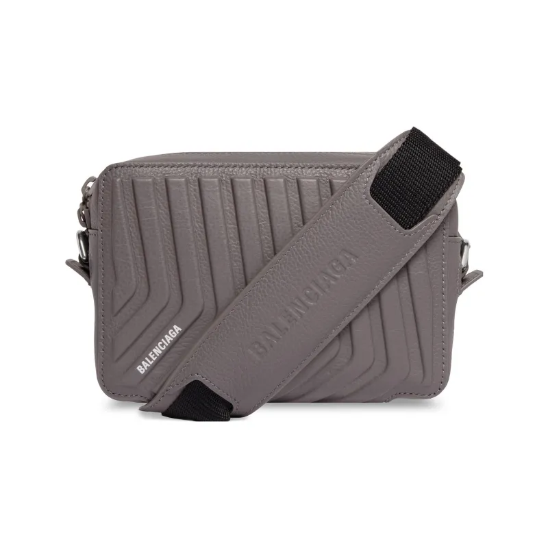 Balenciaga Car Grained Calfskin Camera Bag Shoulder Bag Crossbody Bag Men's Dark Gray-0