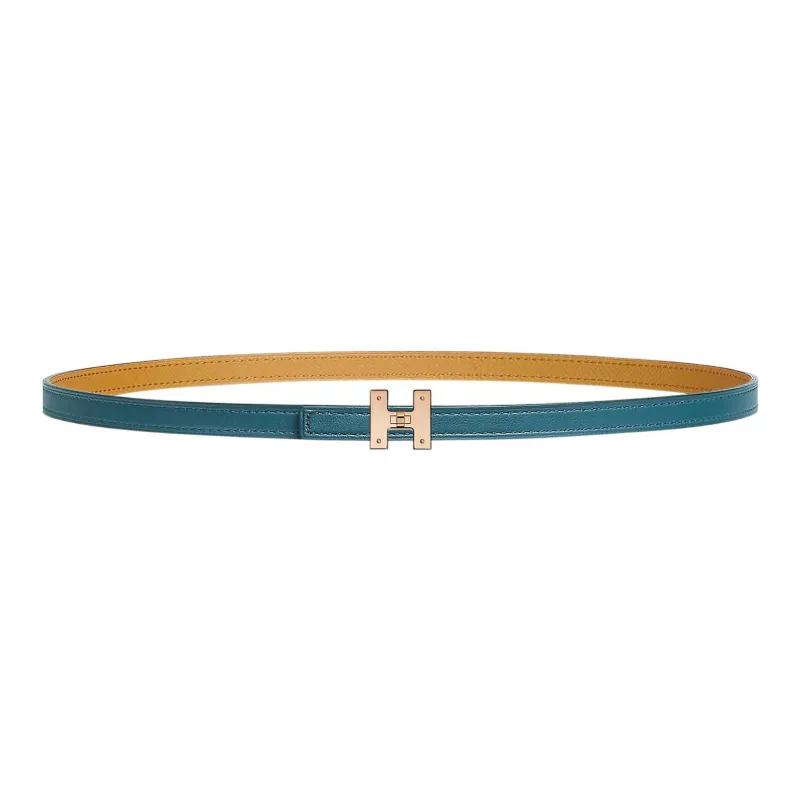 HERMES Kelly Leather Belts Women's Brass Plated In Gold Color/Pink Gold-0