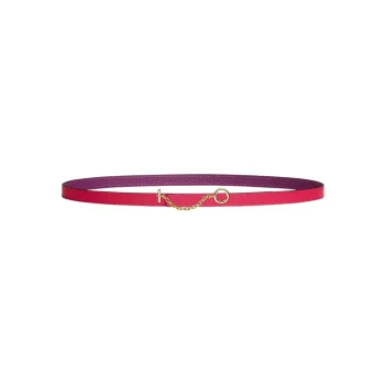HERMES Carousel Double-Sided Cut-Out Decoration Smooth Buckle Leather Belts Women's Rose Red Width: 1.3cm