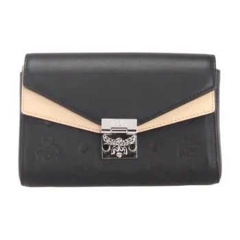 MCM Millie Visetos PVC Envelope Bag Crossbody Bag Shoulder Bag Small Size Women's Sand & Black