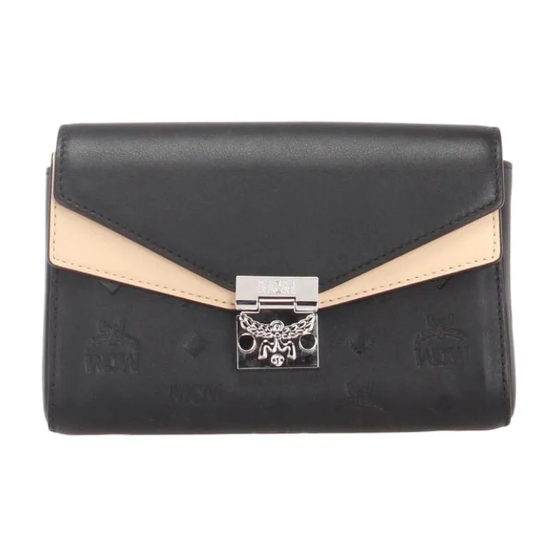 MCM Millie Visetos PVC Envelope Bag Crossbody Bag Shoulder Bag Small Size Women's Sand & Black-0