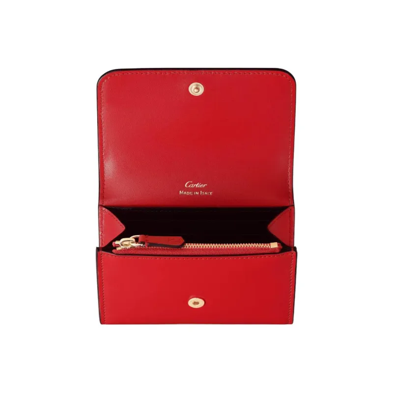 CARTIER Calfskin Wallet Women's Cherry Red-2