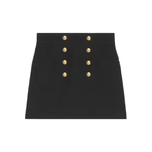 GUCCI Leather Short Skirts Women's Black