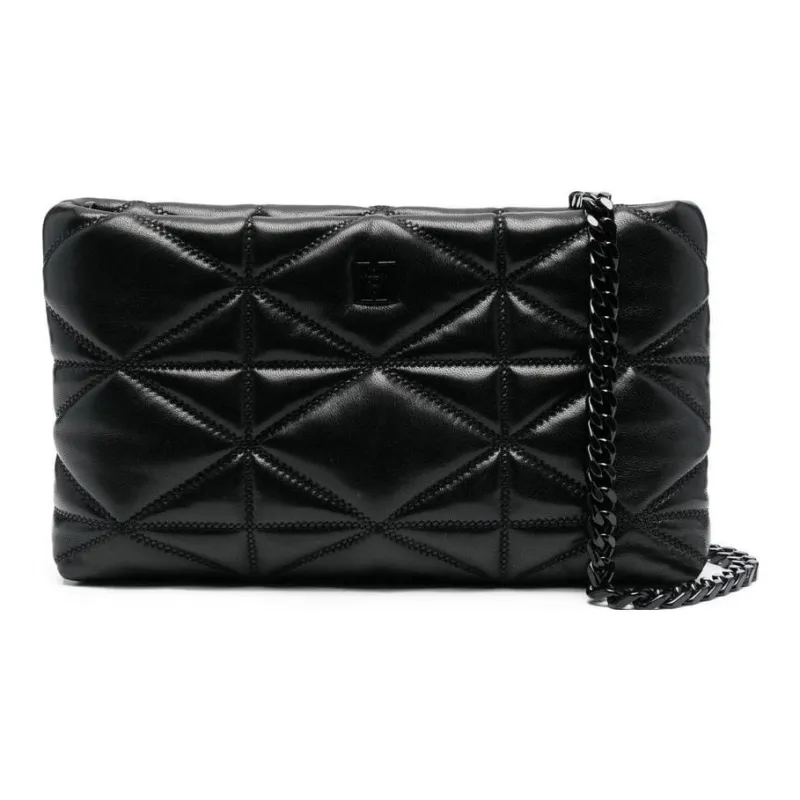 MCM Sheepskin And Nappa Leather Combo Satchel Bag One Shoulder Crossbody Clutch Small Size Women's Black-0