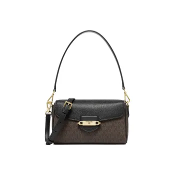 MICHAEL KORS Fleur Cow Leather Baguette Bag Shoulder Bag Small Size Women's Dark Brown & Black