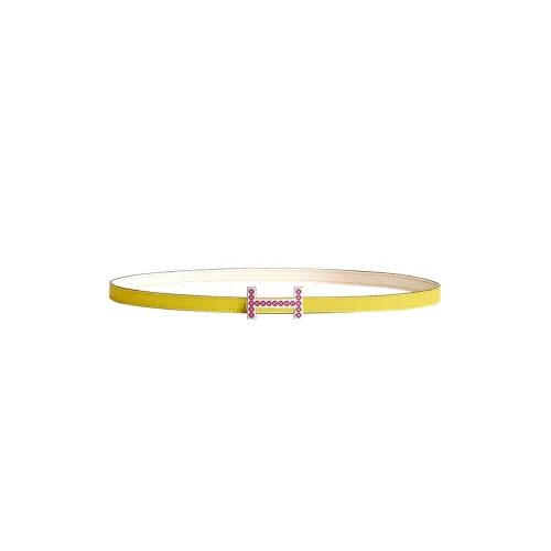 HERMES Leather Belts Women's Yellow White