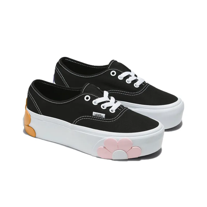 Vans Authentic Stackform Osf Anti Slip Wear Resistant Low Top Skateboard Shoes Unisex Black White Pink-1