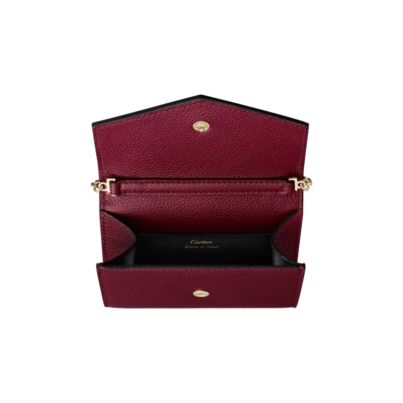 CARTIER PANTHÈRE Grained Calfskin Handbag Shoulder Bag Crossbody Bag Women's Burgundy-3