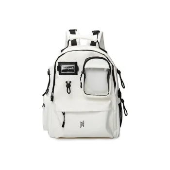 NOMK PU Laptop Bag Travel Bag Backpack Regular Unisex White