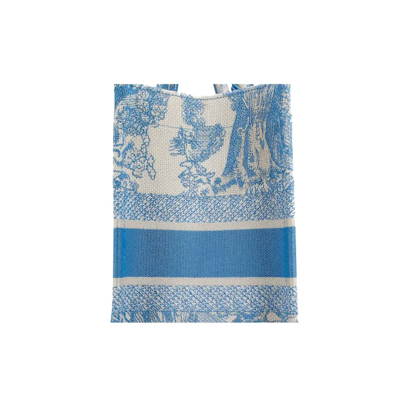 DIOR BookTote Canvas Canvas Bag Tote Bag Shopping Bag Handbag Medium Size Women's Cornflower Blue-5