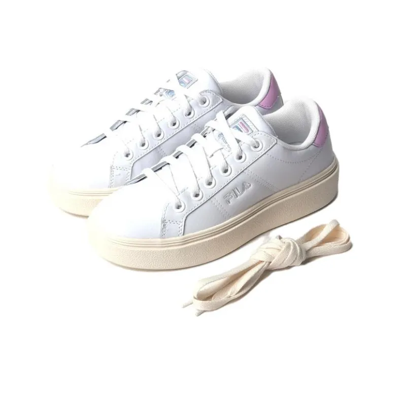 FILA Court Deluxe Plumpy Sl Anti-Slip Wear-Resistant Low-Top Skateboard Shoes Unisex White Pink-1