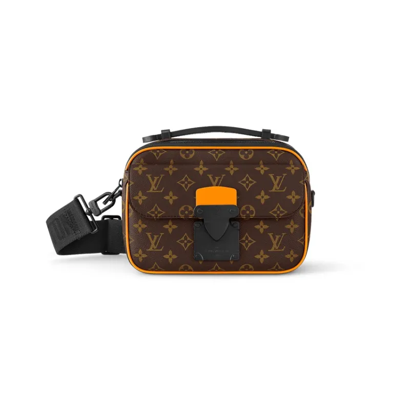 LOUIS VUITTON Coated Canvas Messenger Bag, Shoulder Bag, Crossbody Bag Regular Men's Brown/Orange-0