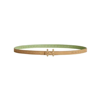 HERMES H-Shaped Letter Cut-Out Decoration Smooth Buckle Leather Belts Women's Light Brown Width: 1.3cm